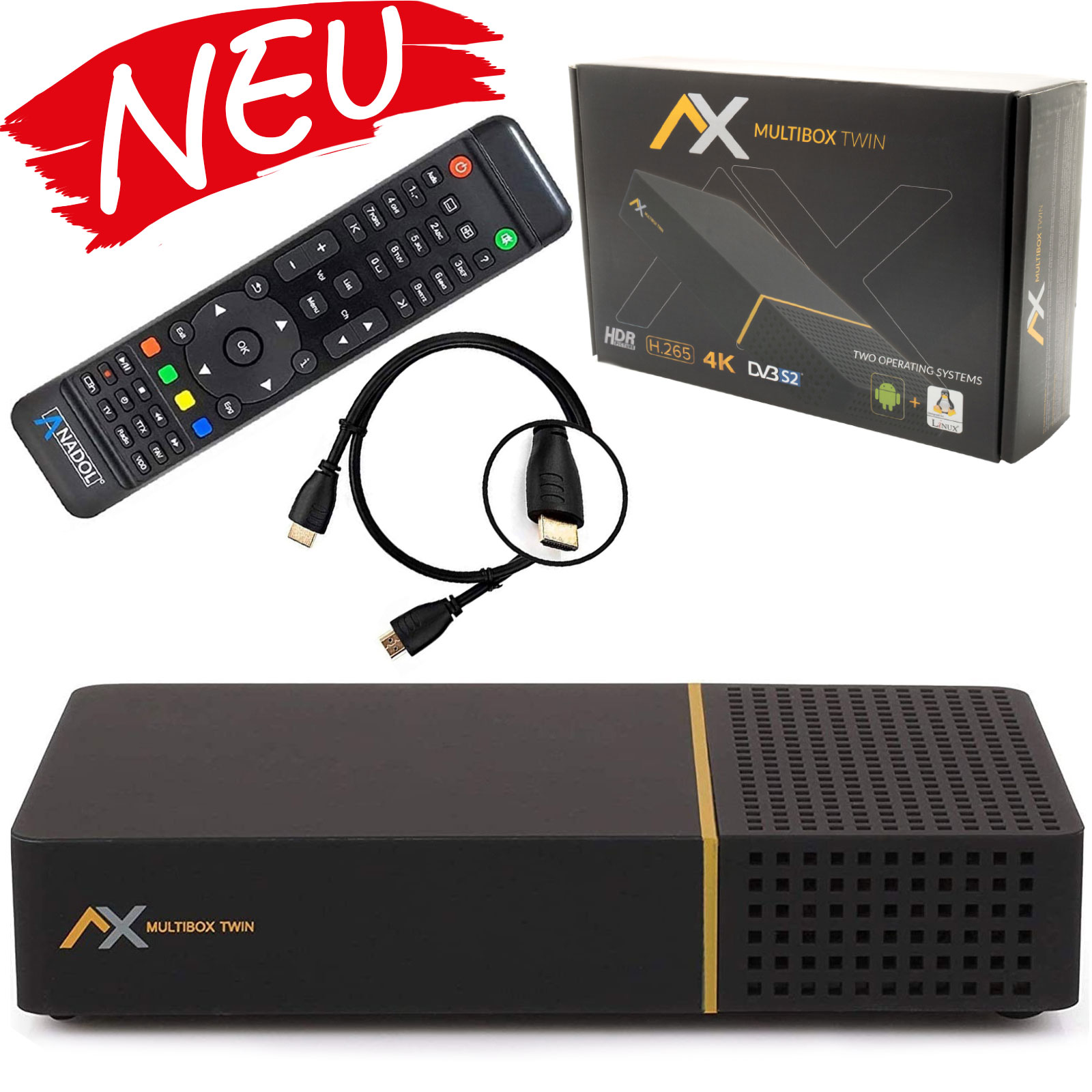 AX Multibox Twin 4K UHD E2 Linux Sat-Receiver DVB-S2 Tuner
