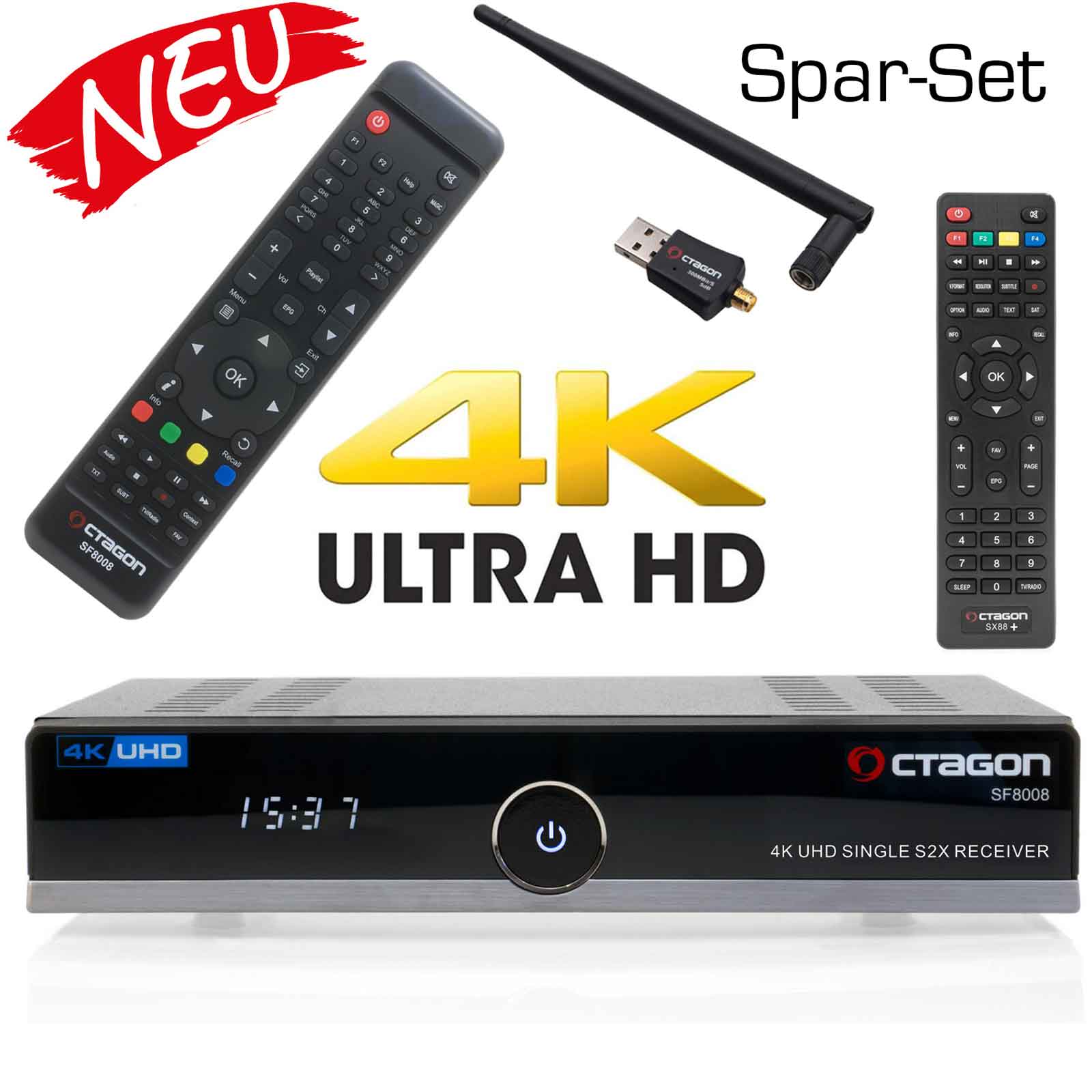 OCTAGON SF8008 4K UHD H.265 E2 Linux Dual Wifi DVB-S2x Single Receiver - Spar-Set