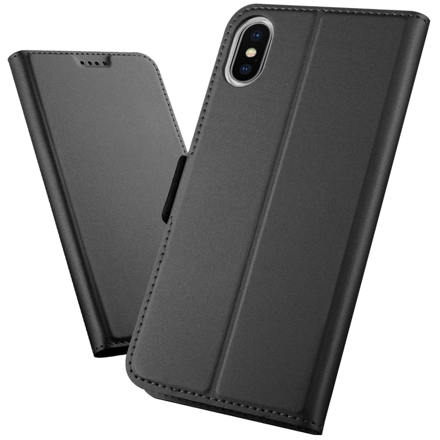 Flip Case Schutzhülle für iPhone Xs Max soft touch - schwarz