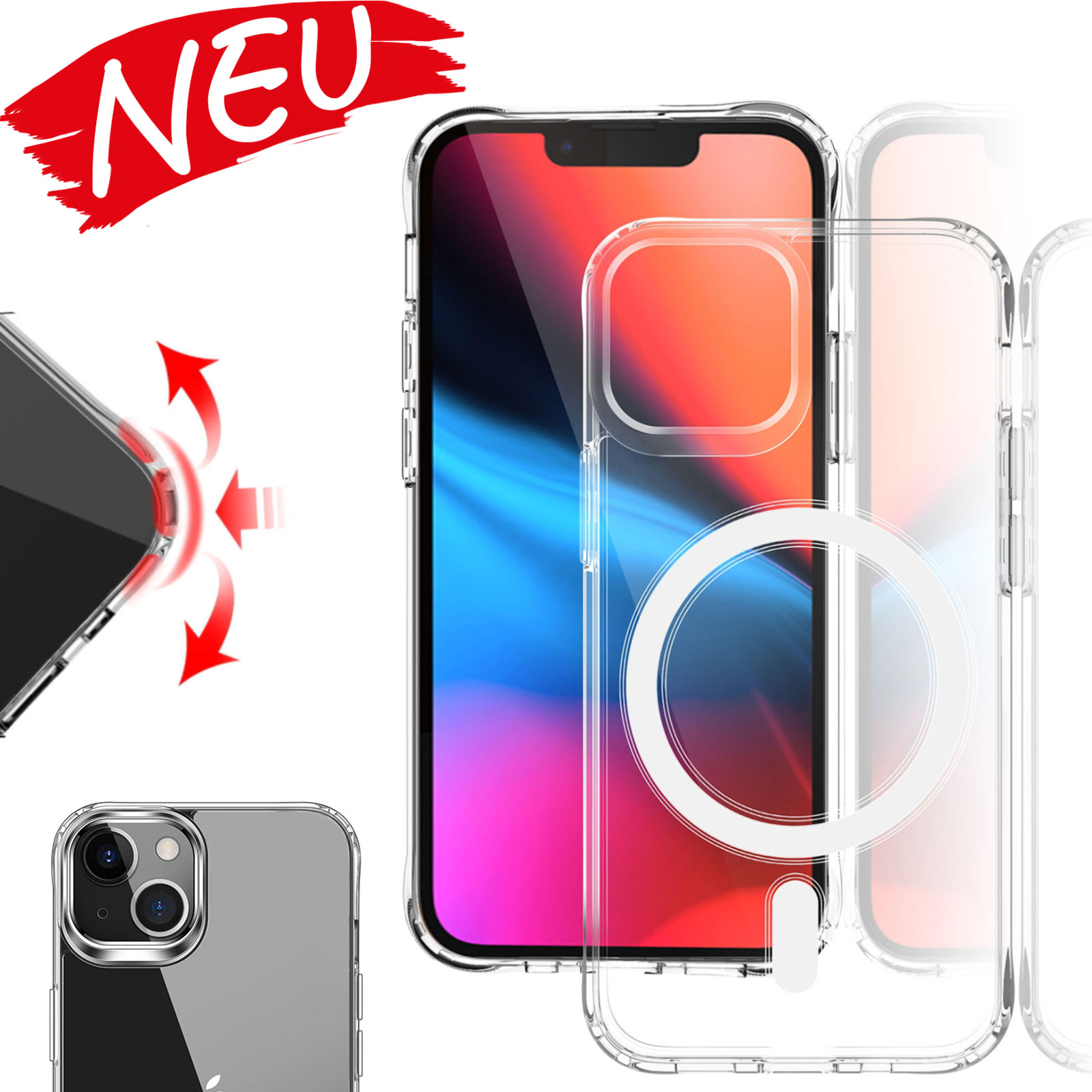 Für iPhone 13 Kratzfestes TPU + Acryl Weltraum-Etui Schutzhülle(Transparent)