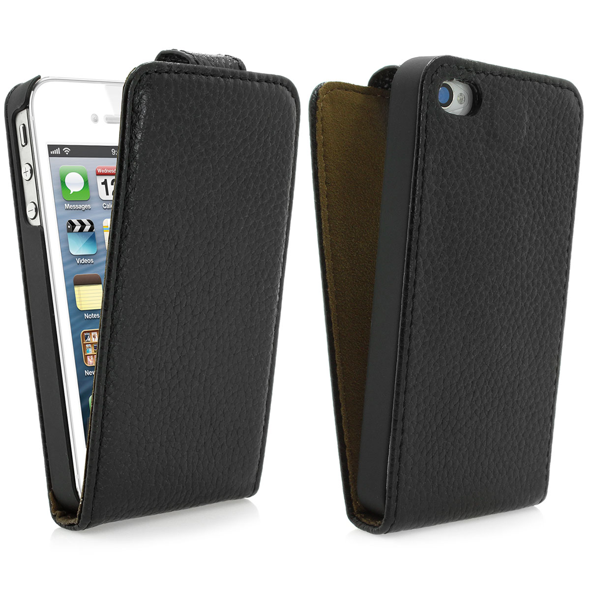 iPhone 4/4s Kunstledertasche Schutz Hülle Cover Schwarz