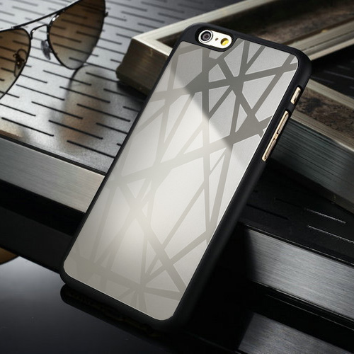 iPhone 6 Schutzhülle schwarz mit Alueinlage silber - Motiv Striche 
