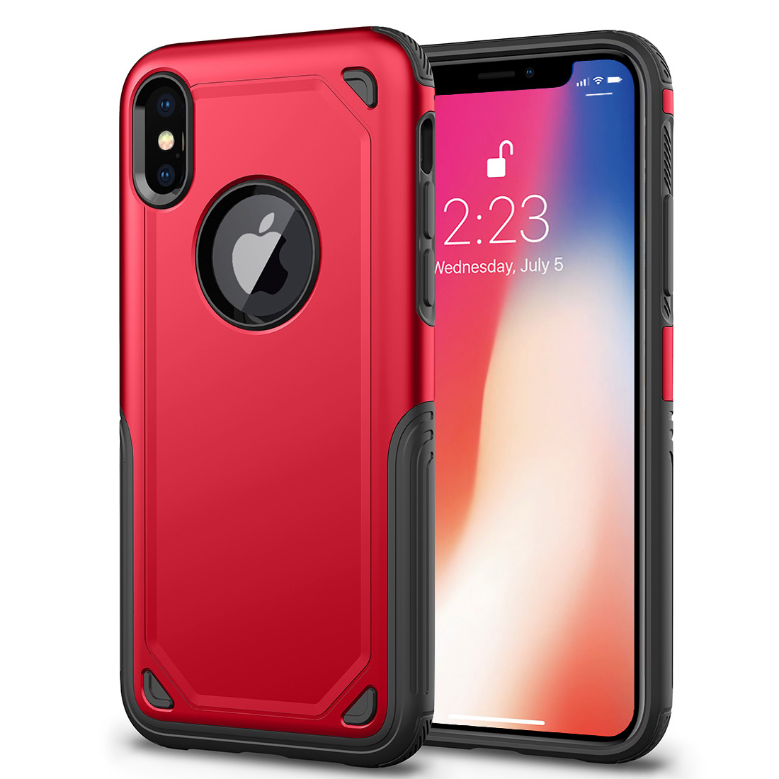 Hybrid Outdoor Schutzhülle für iPhone X - rot #