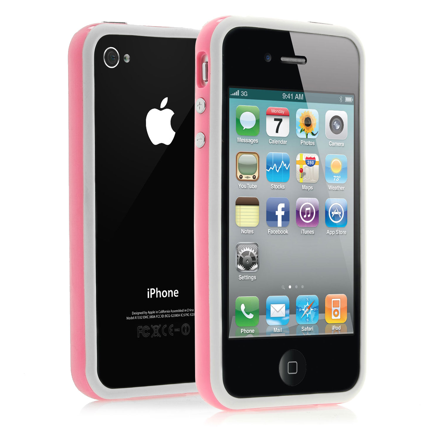 iPhone 4 dünn TPU Silikon Schutzhülle - weiß pink 