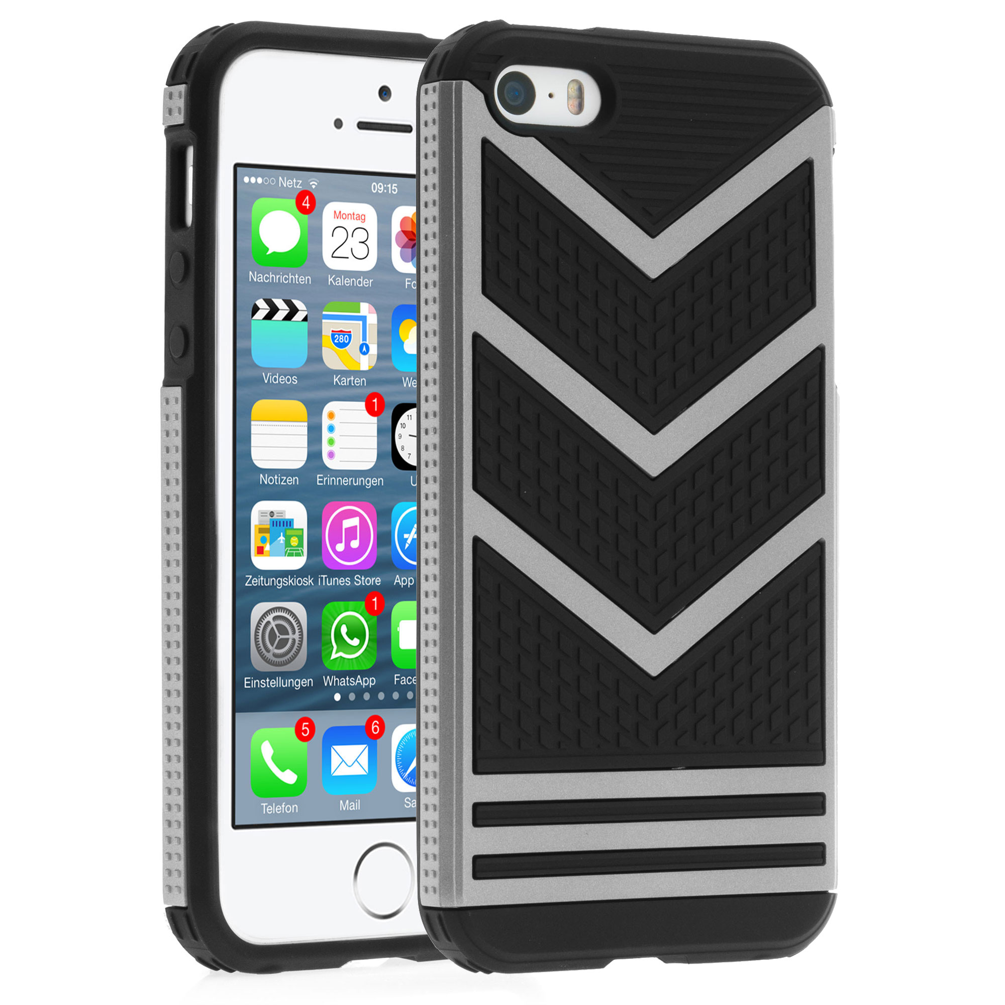 iPhone 5 / 5s Hülle Bumper Case Outdoor Backcover - grau