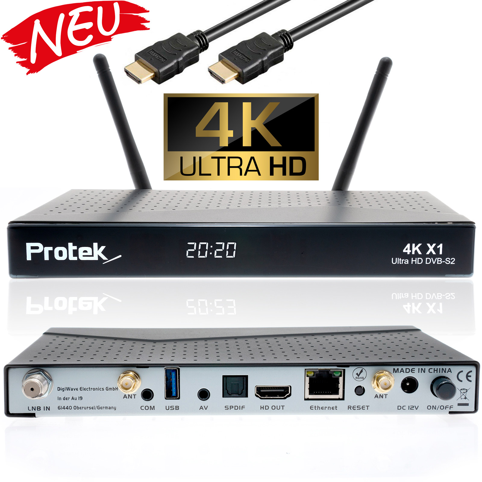 Protek X1 4K UHD 2160p H.265 HEVC E2 Linux Dual Wifi Bluetooth Sat Receiver