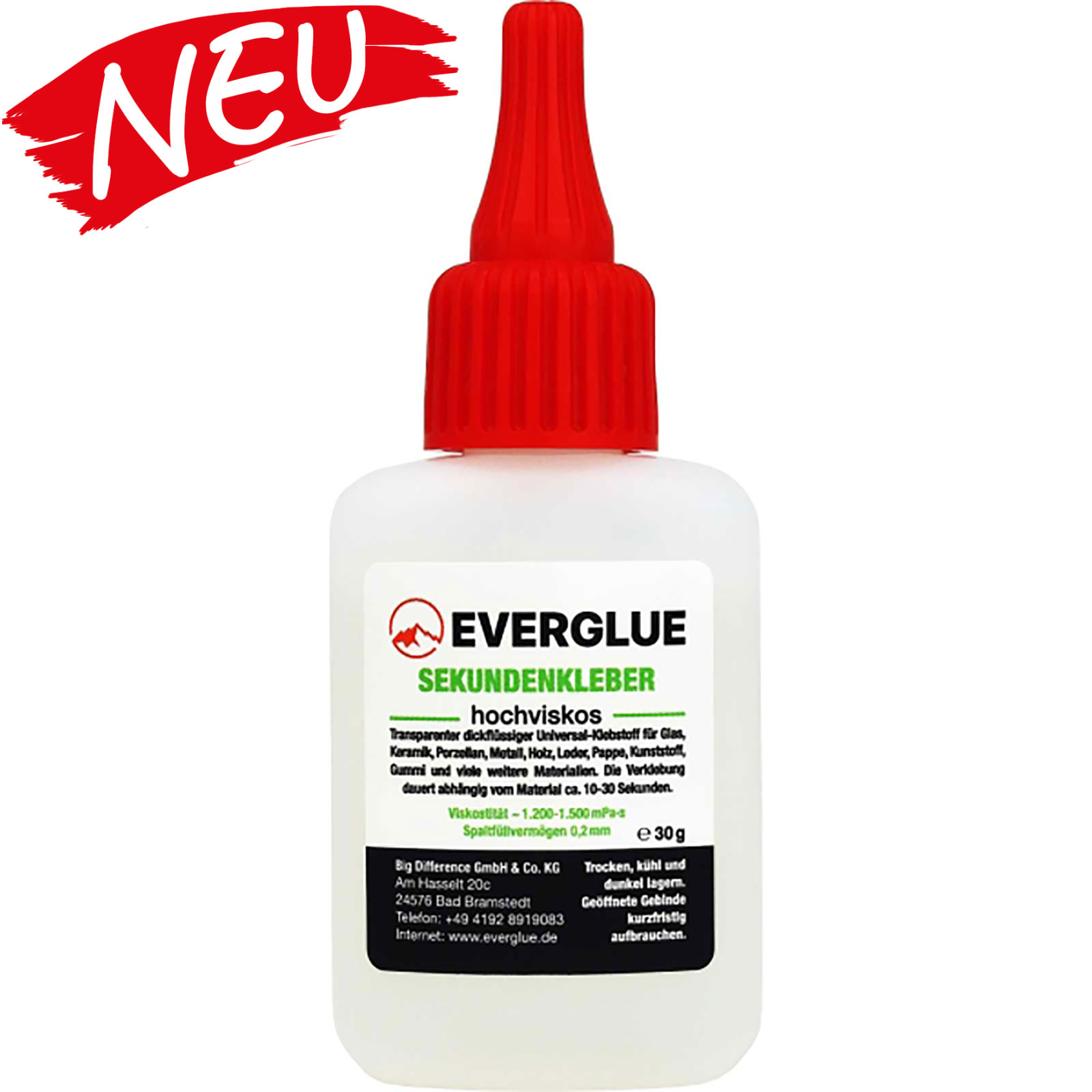 Sekundenkleber Cyanacrylat Superkleber 30g UV Protect Flasche dickflüssig wasserfest schnell trocken