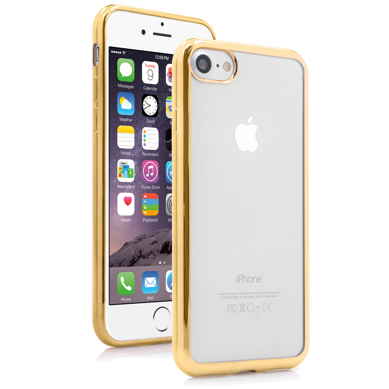 AG3L + BD8R - iPhone 7/8 Premium Schutzhülle gold + Schutzglas 