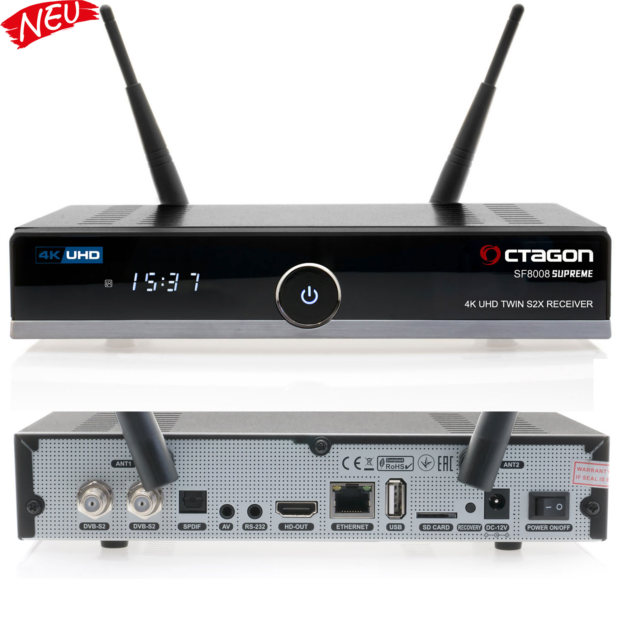 OCTAGON SF8008 V3 SUPREME 4K UHD E2 Dual Wifi 2x DVB-S2X Twin Sat-Receiver