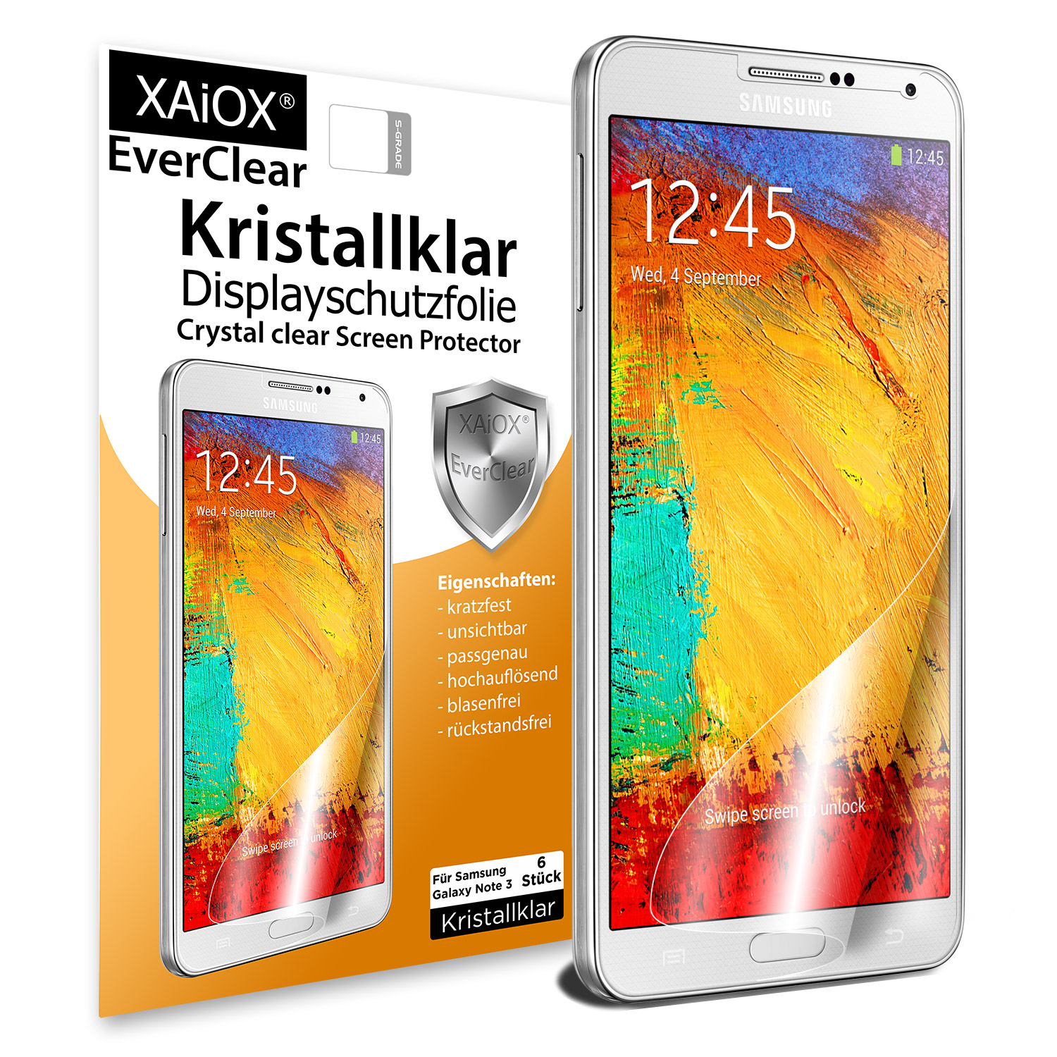 1 x XAiOX Everclear Displayschutzfolie für Galaxy Note 3 N9000(6er Set)
