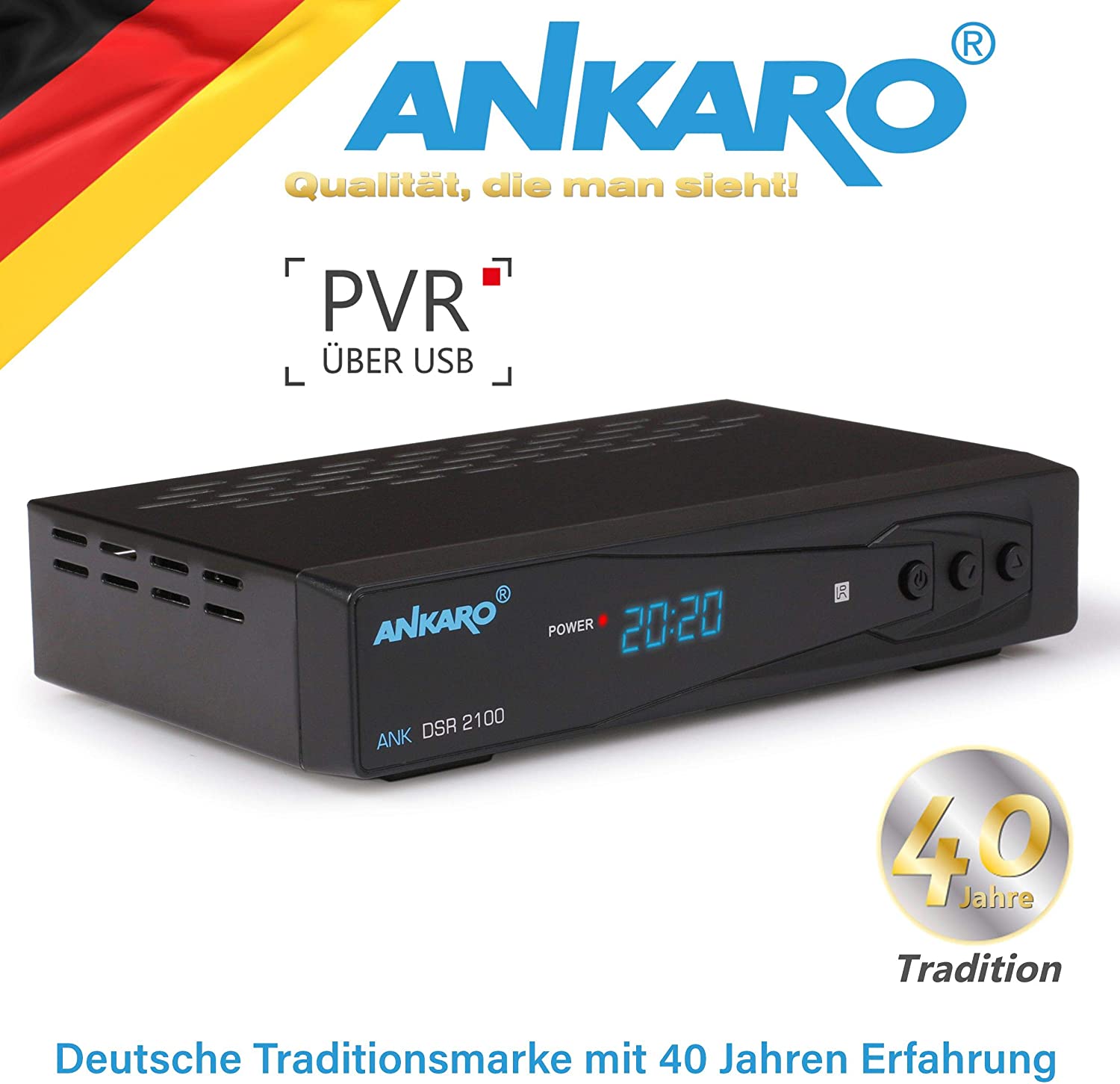 Ankaro DSR 2100 Plus HD HDTV digitaler Satelliten-Receiver (HDTV, DVB-S/S2, SAT, HDMI, SCART, 1x USB 2.0, Easyfind, Full HD 1080p) [vorprogrammiert für Astra Hotbird]  – schwarz