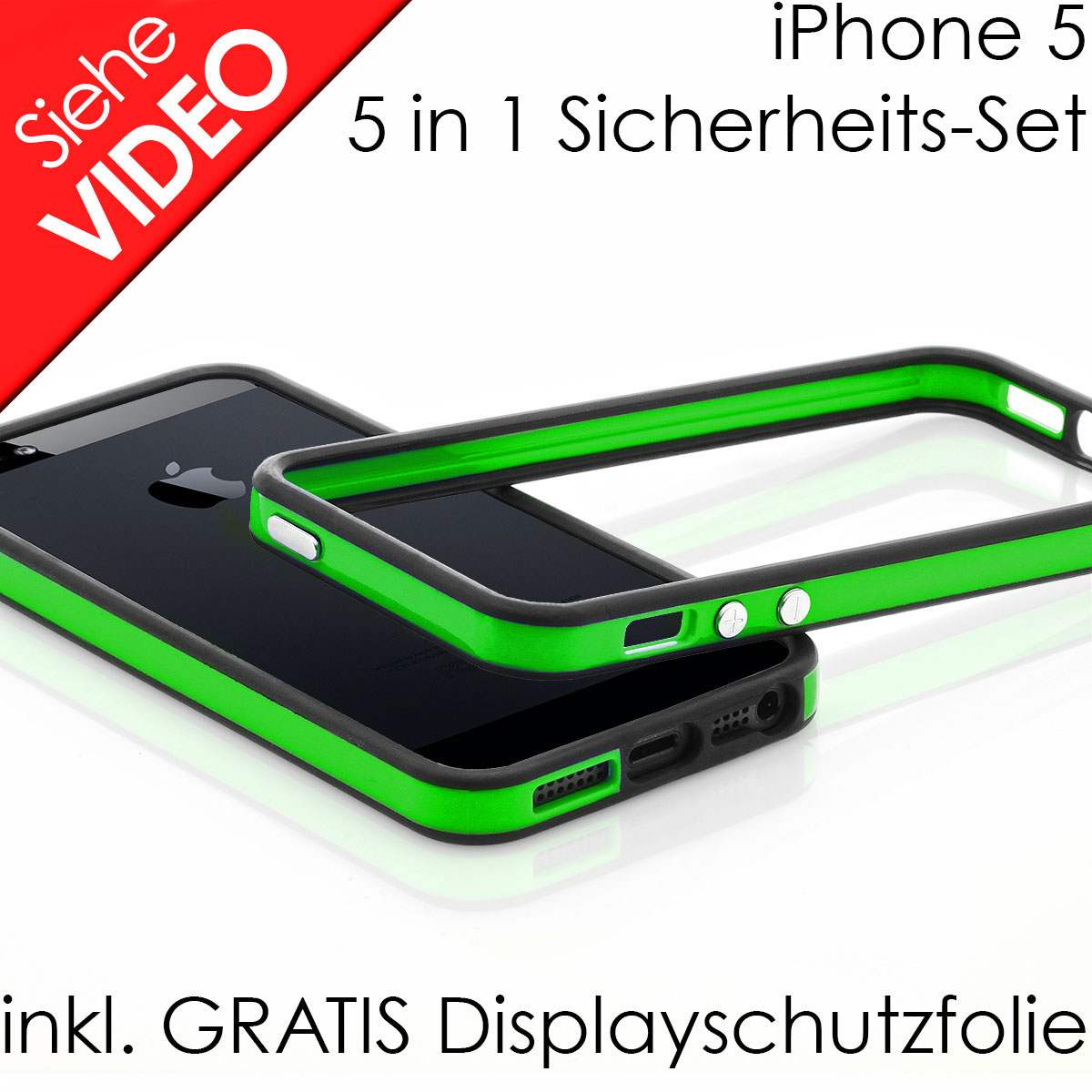 iPhone 5 TPU Silikon Schale Case Cover Schutz Hülle Bumper schwarz grün