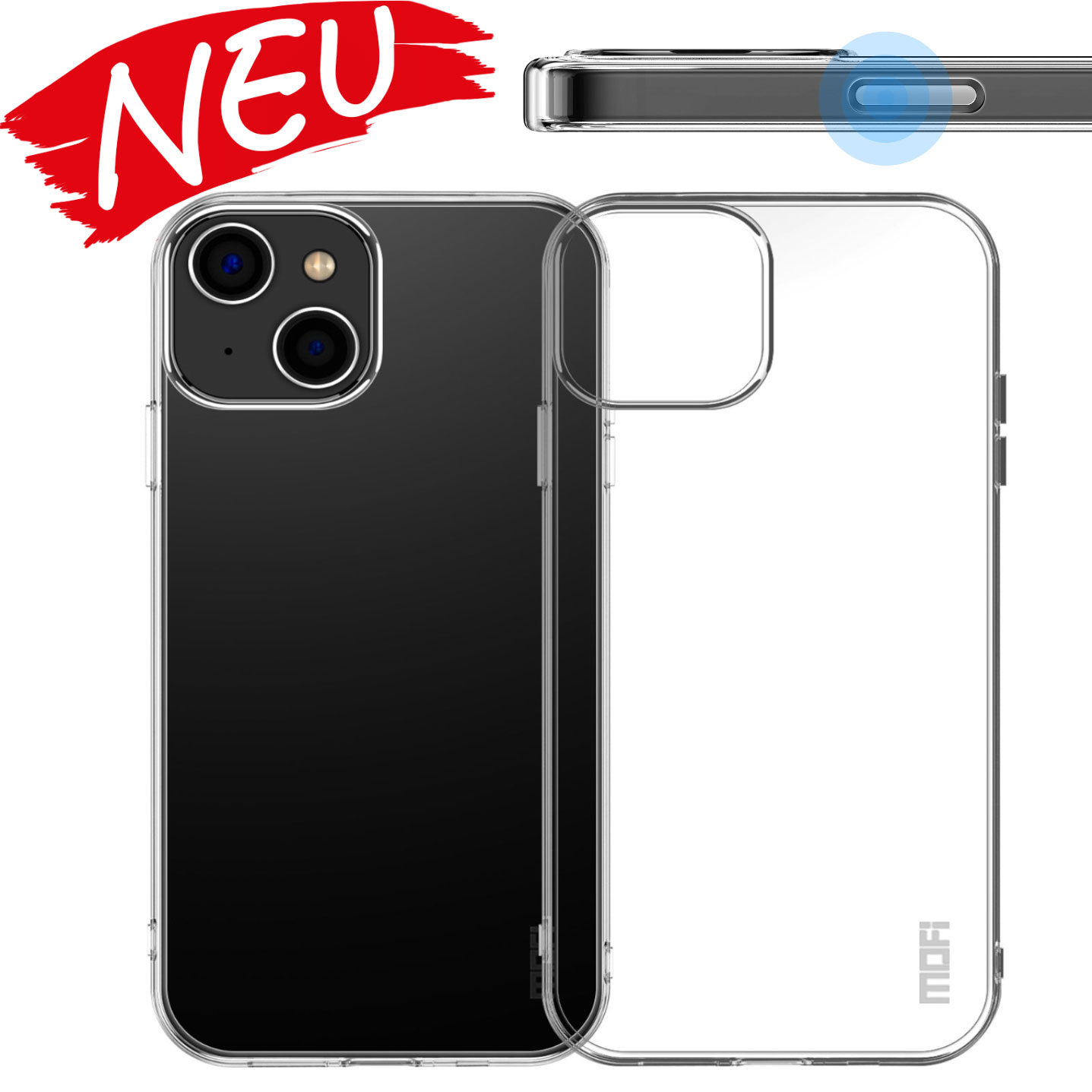 Für iPhone 14 Kratzfestes TPU-Etui Schutzhülle (Transparent)