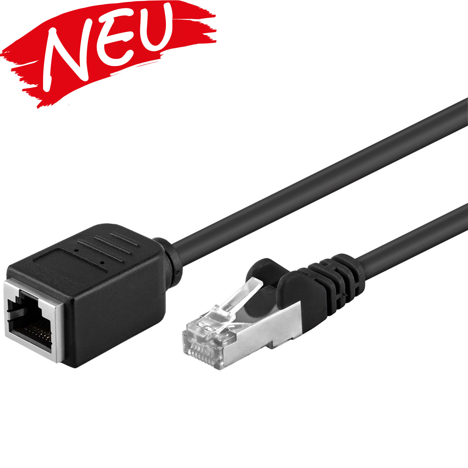 goobay - CAT 5e Verlängerungskabel, F/UTP, Schwarz, 2 m