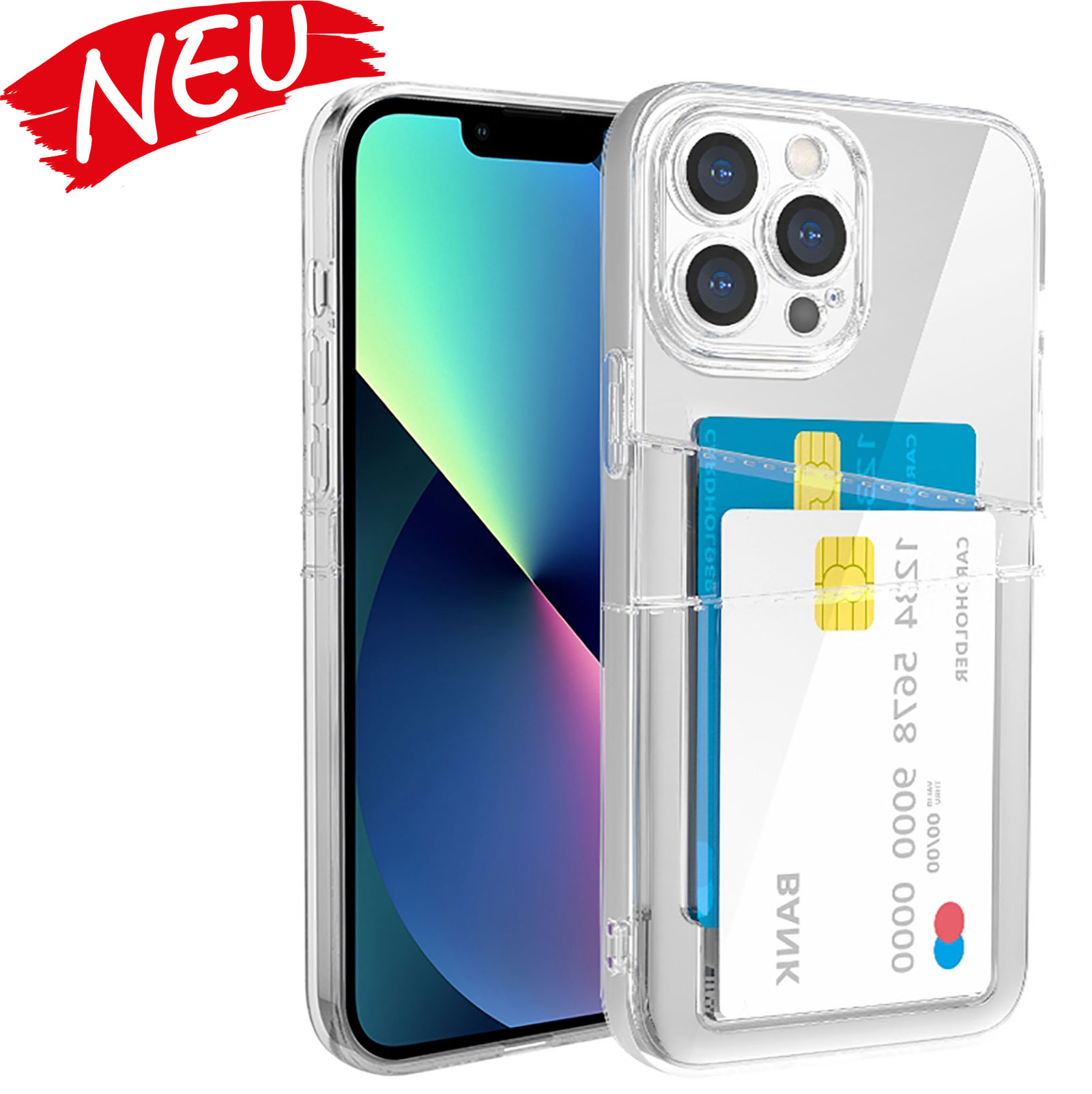 XAiOX Transparente TPU-Schutzhülle mit zwei Kartenfächer für iPhone 12 Pro Max