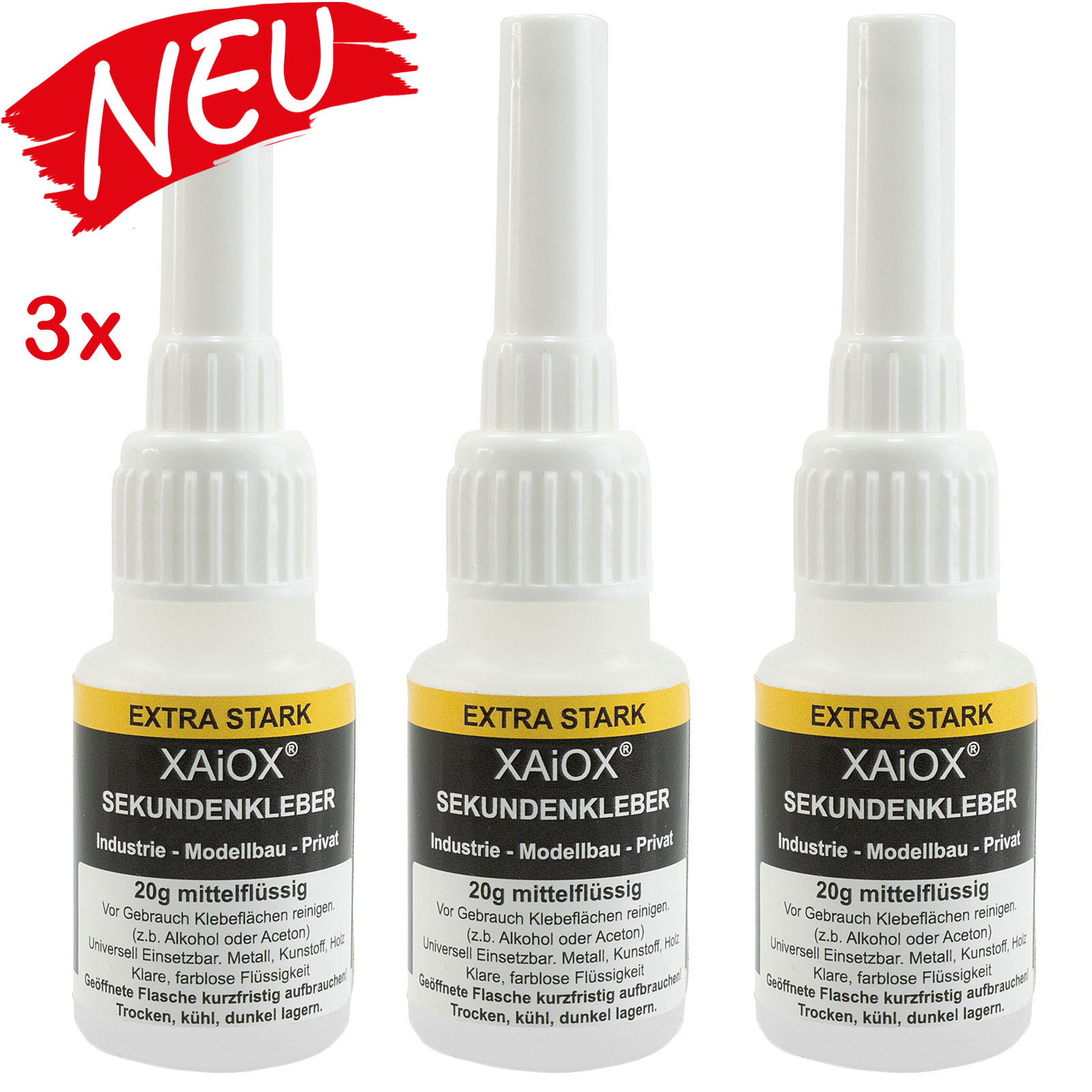 Sekundenkleber Cyanacrylat Superkleber 20g UV Protect Flasche dünnflüssig wasserfest schnell trocken
