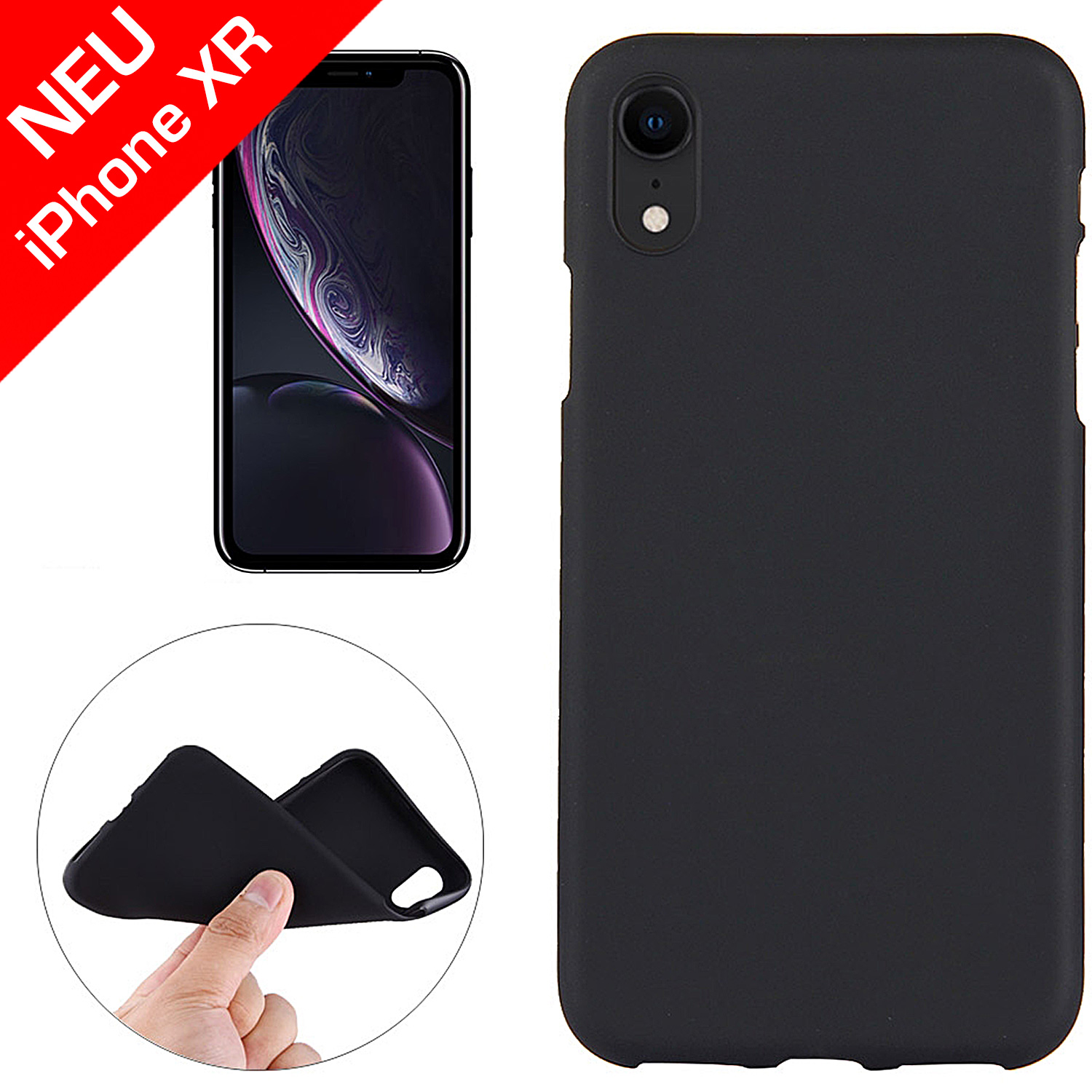 Einfarbige mattierte weiche TPU-Hülle für iPhone XR (Schwarz)
