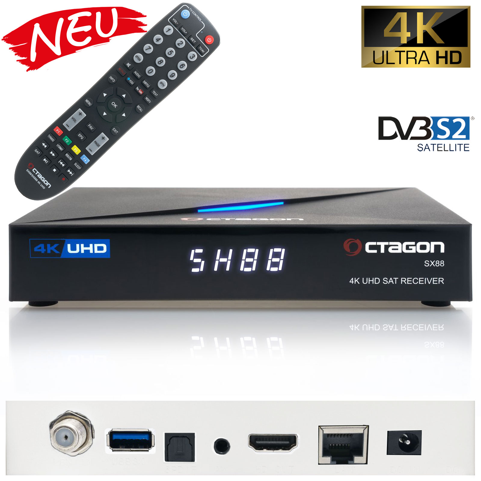 Octagon SX88 4K UHD H265 Multistream HD Satelliten Sat-Receiver