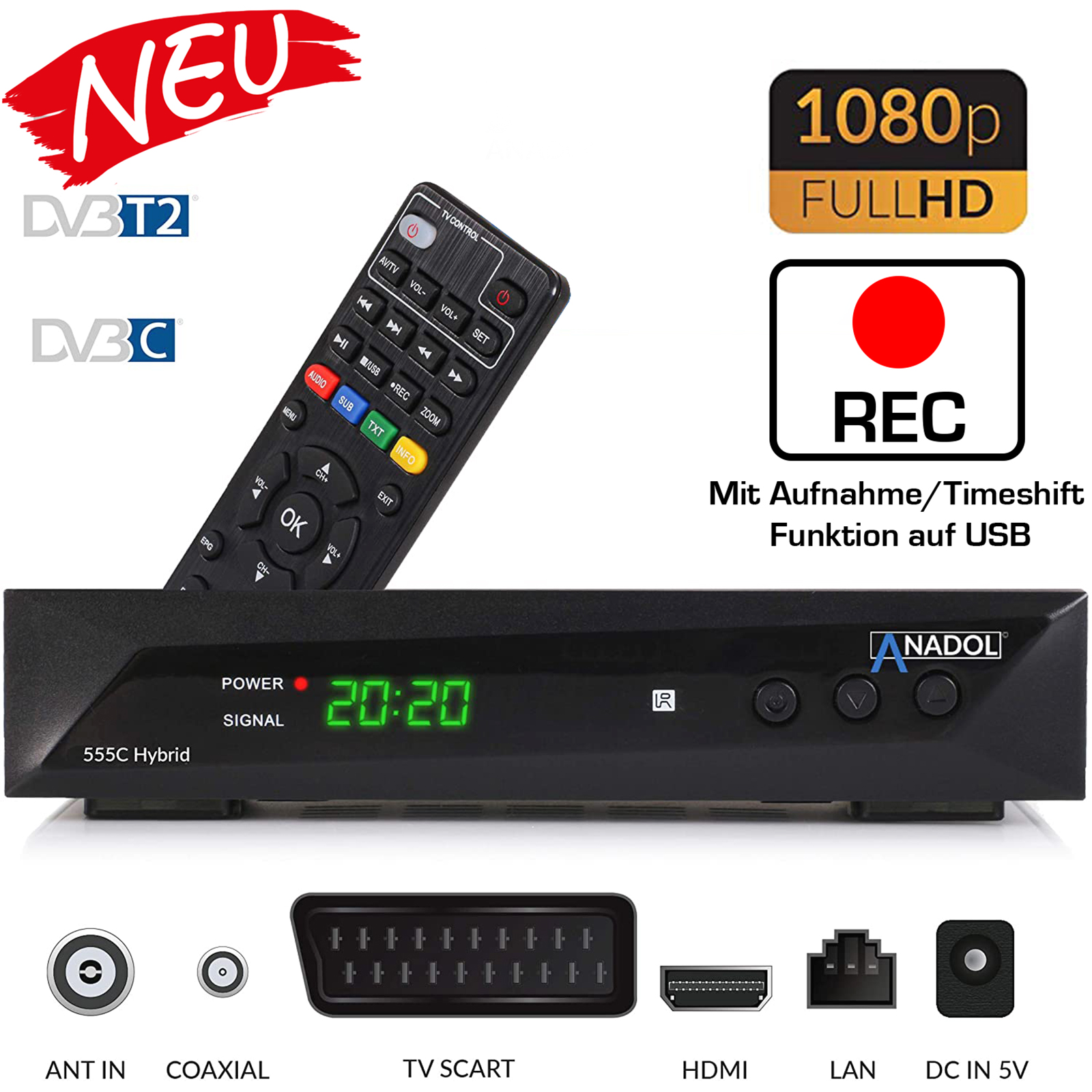 Anadol ADX 555c HD 1080p Kabel DVB-C2 Receiver