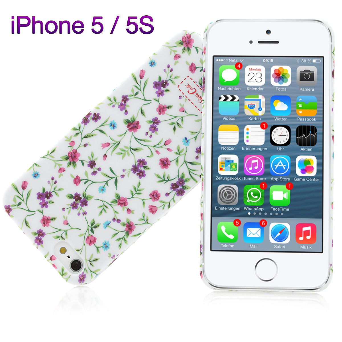 iPhone 5 TPU Silikon Handyhülle Bumper Case Handytasche Blumen