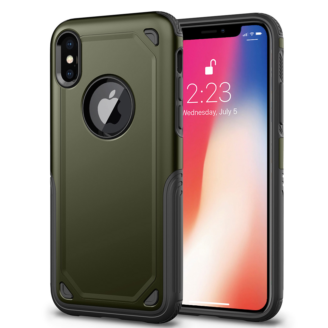 Hybrid Outdoor Schutzhülle für iPhone X - army#