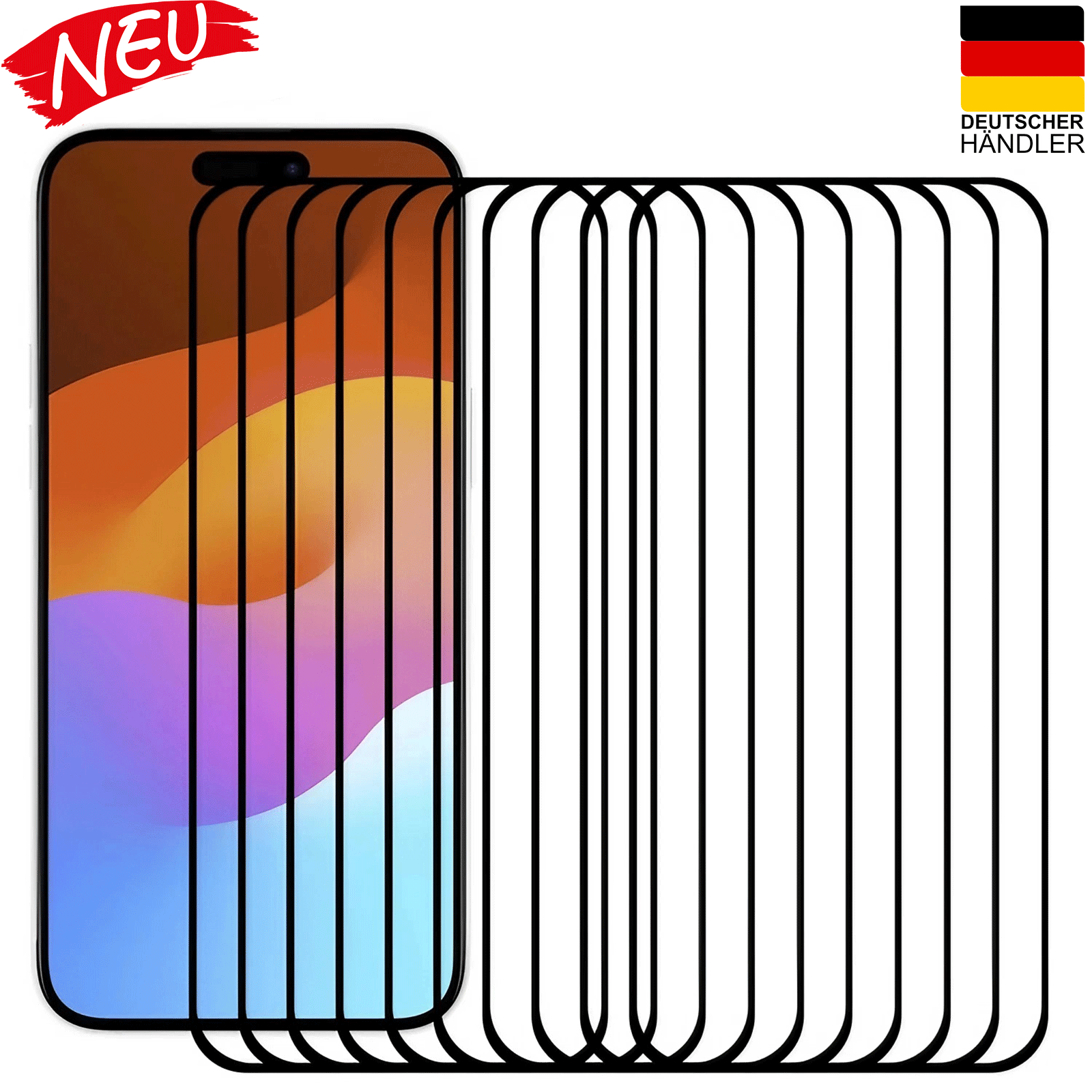 iPhone 15 Displayschutz Schutzfolie Tempered Glas Full Screen Premium XIAOX