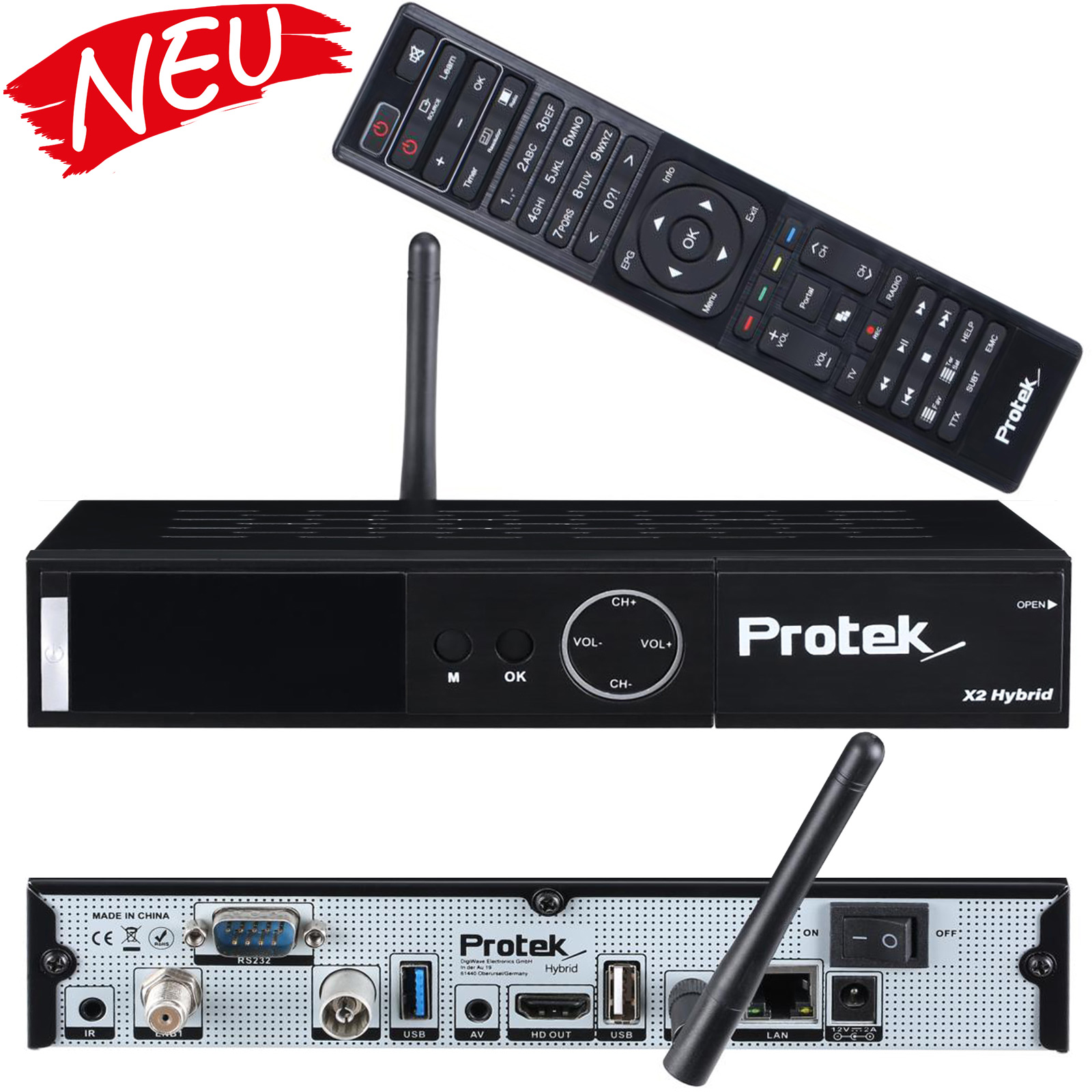 Protek X2 4K UHD 2160p H.265 HEVC E2 Linux Dual Wifi Sat Receiver / Kabel Receiver