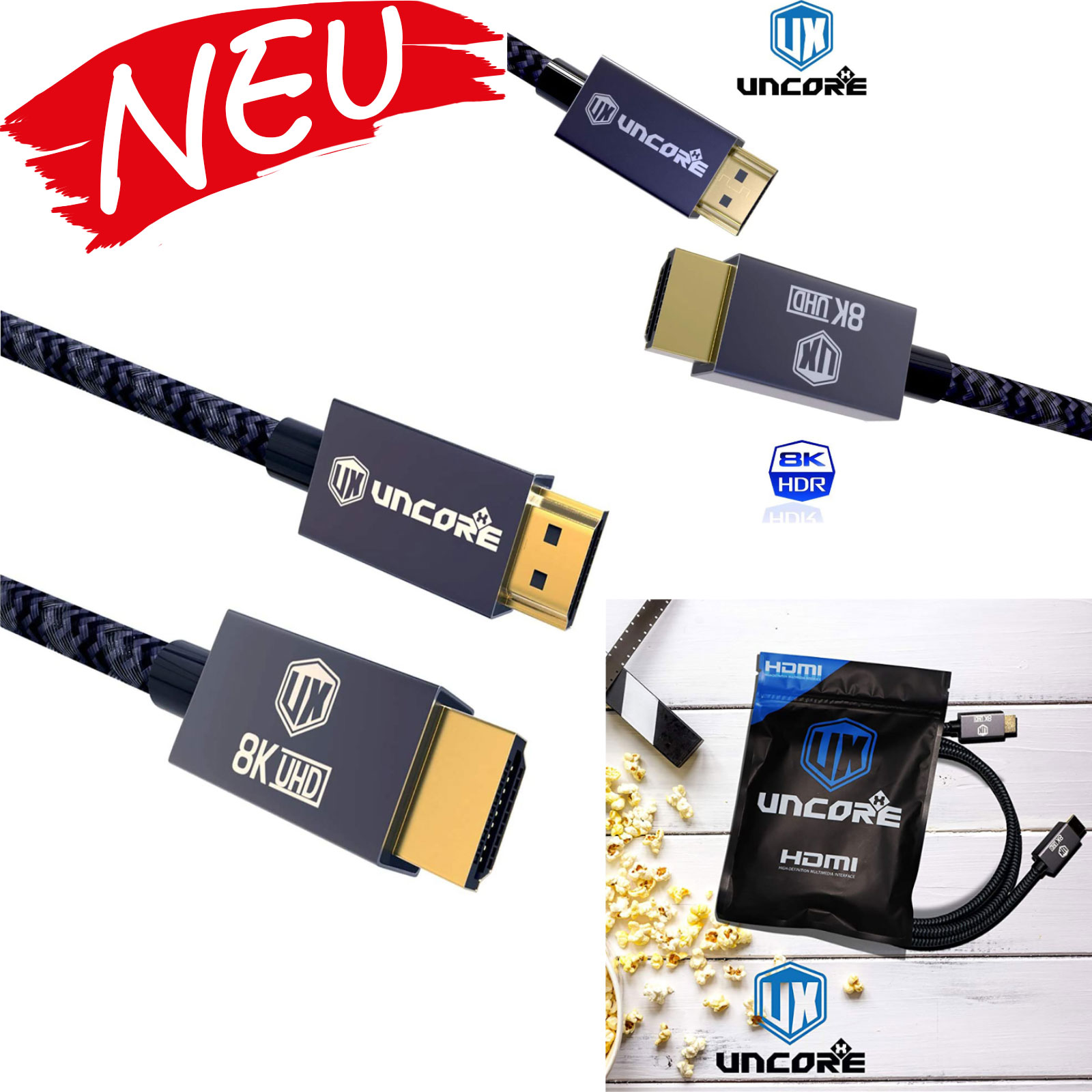 Uncorex Ultra HDTV 8K HDMI Kabel 1,5 schwarz