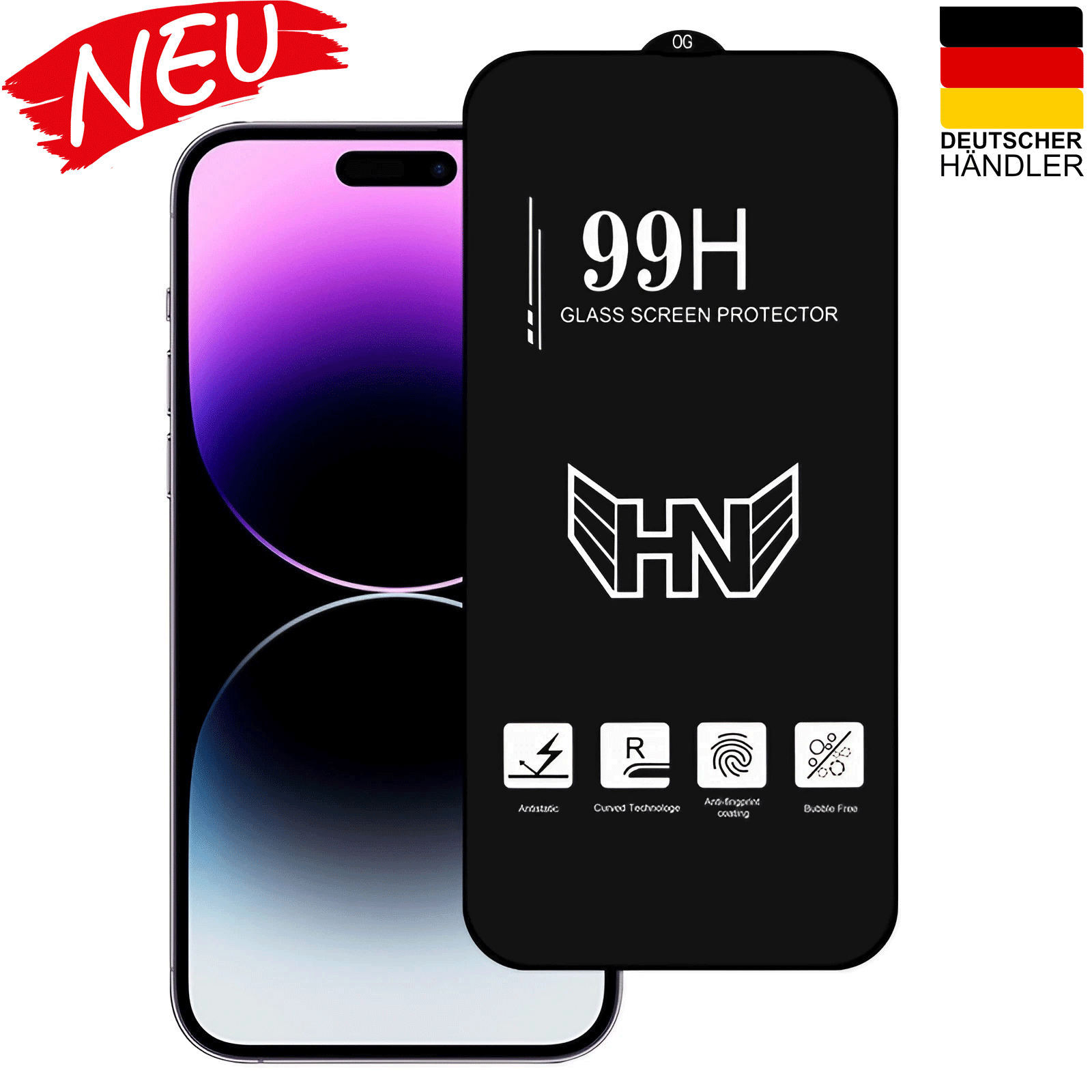 iPhone 15 Pro Max Displayschutz Glas Full Screen High Aluminium XIAOX