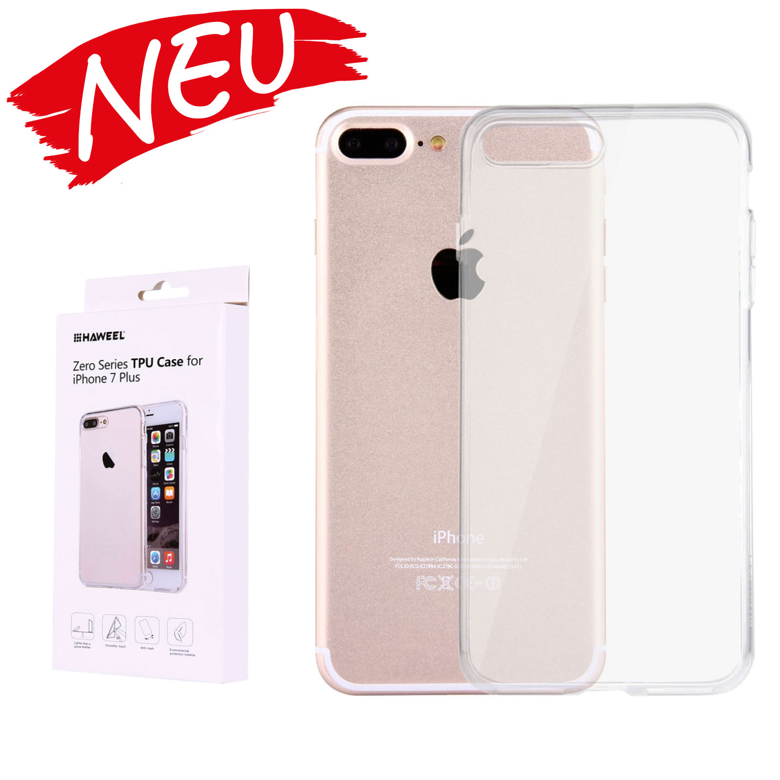 Für iPhone 8 Plus / 7 Plus Kratzfestes TPU-Etui Schutzhülle (Transparent)