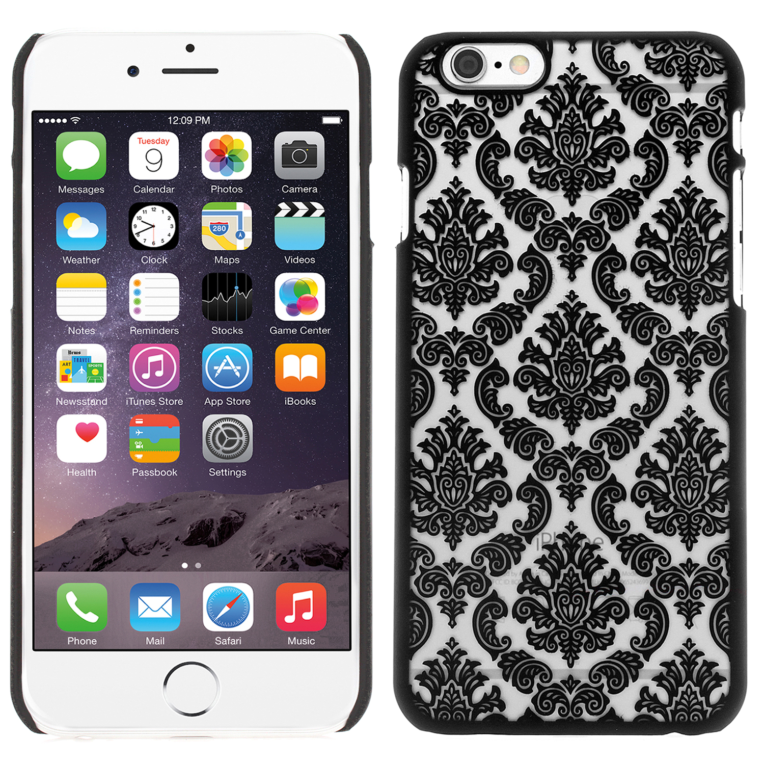iPhone 6 Plus Schutzhülle Embossed Blumen Paisley Muster(schwarz) 
