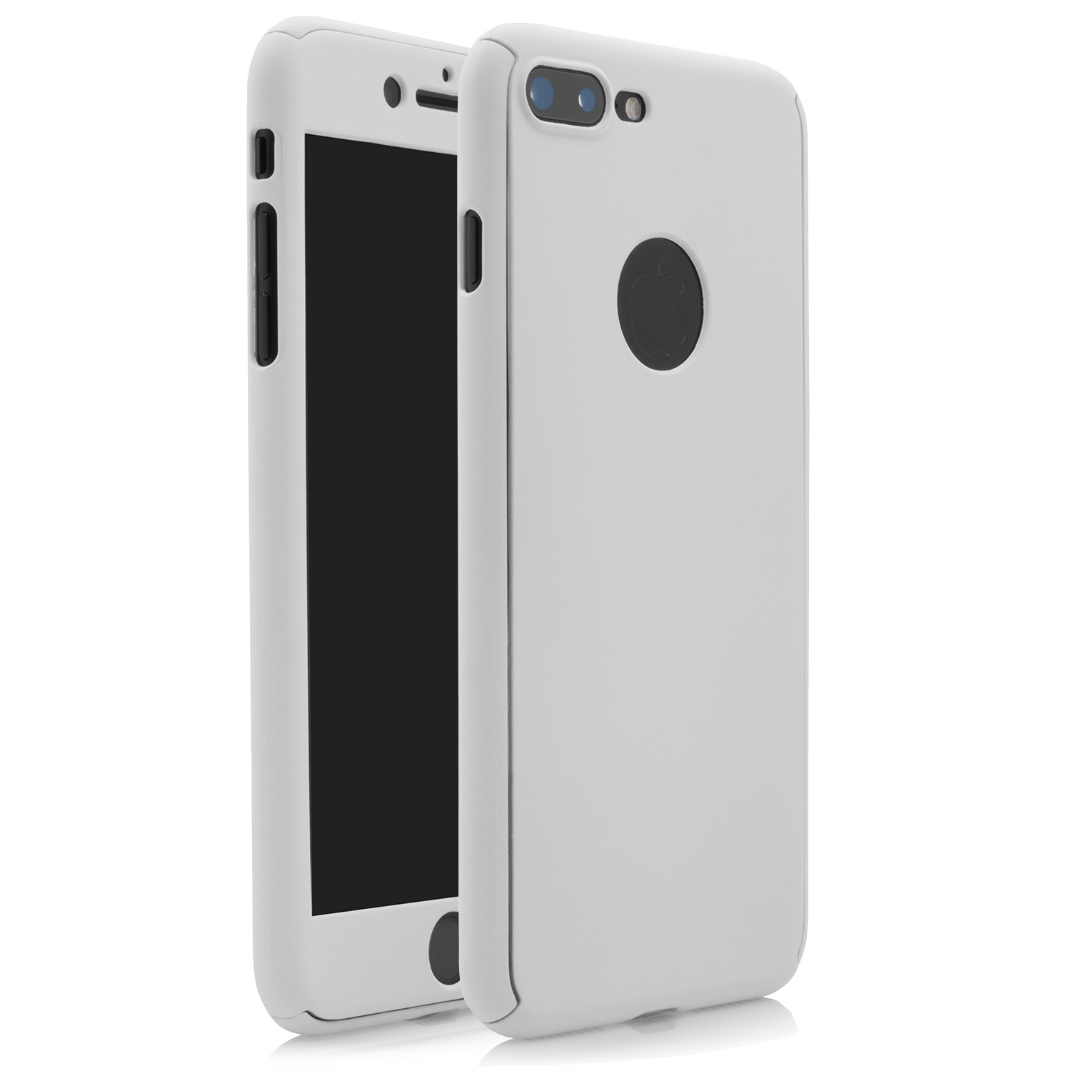 iPhone 7/8 Plus 360° Full Cover Schutzhülle mit Schutzglas - WEISS