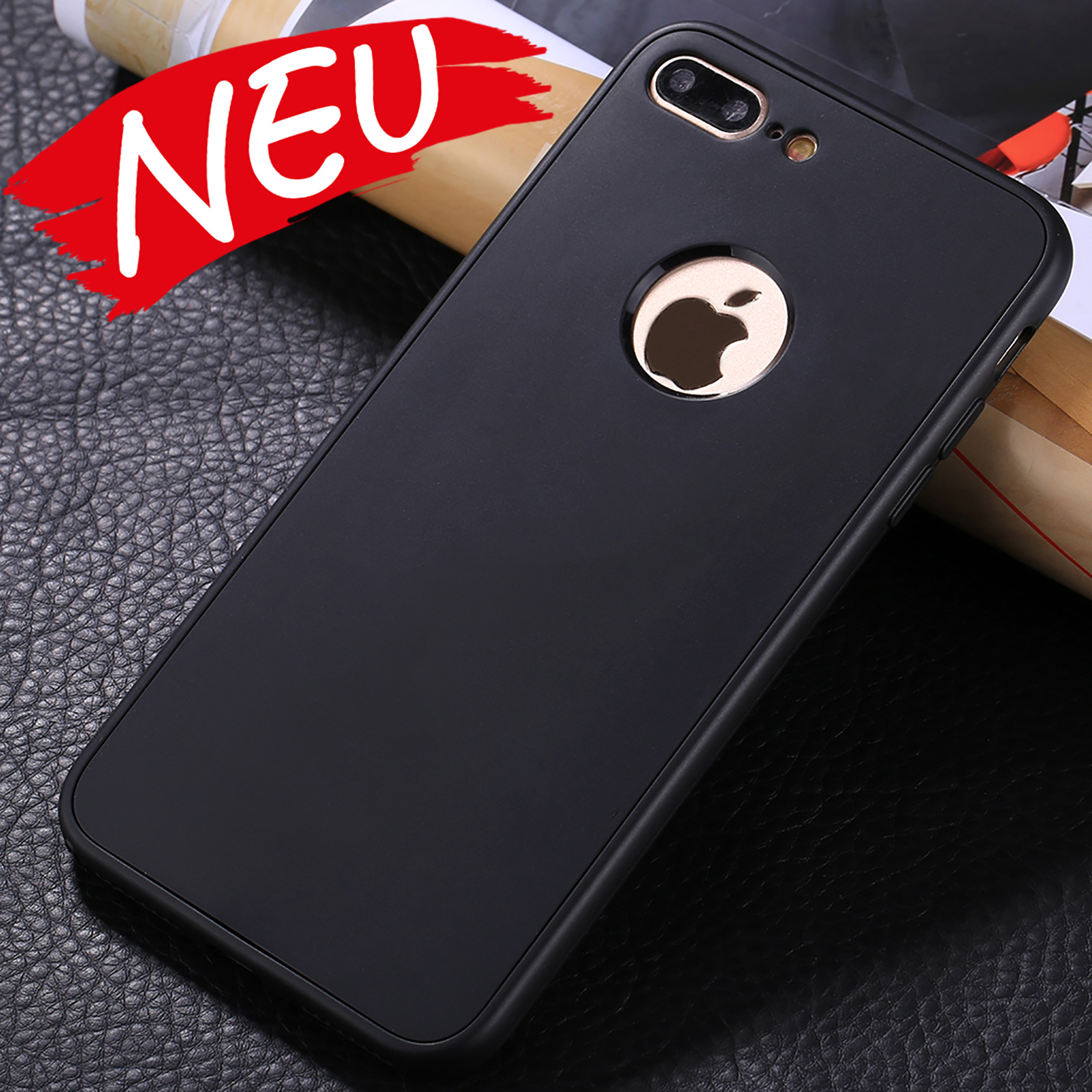 iPhone 8 Plus 360° Full Cover Schutzhülle mit Schutzglas in schwarz
