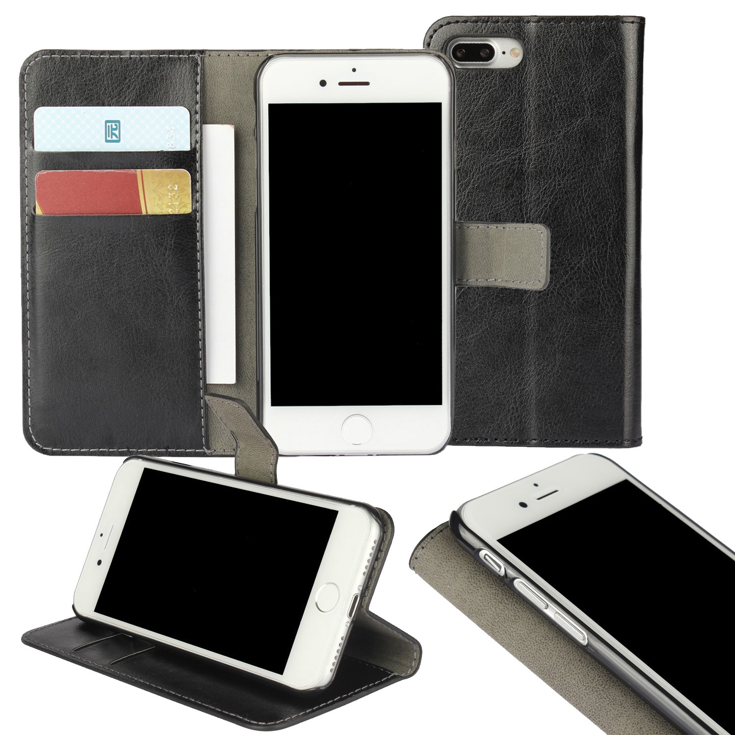 iPhone 7/8 Plus 5,5 Leder-Imitat Schutzhülle - schwarz