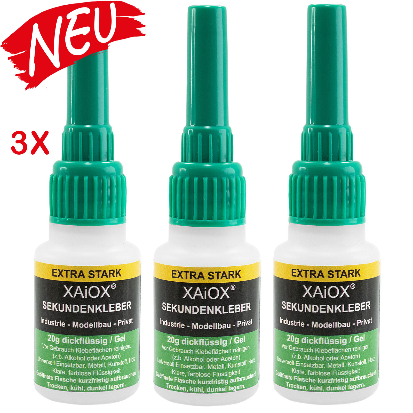 Sekundenkleber Cyanacrylat Superkleber 20g UV Protect Flasche dickflüssig wasserfest schnell trocken