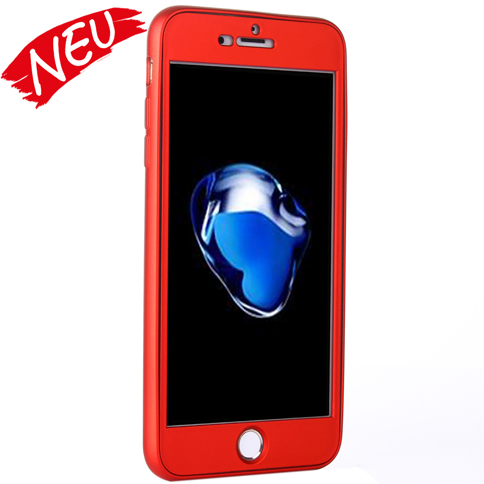 iPhone X 360° Full Cover Schutzhülle mit Schutzglas in rot
