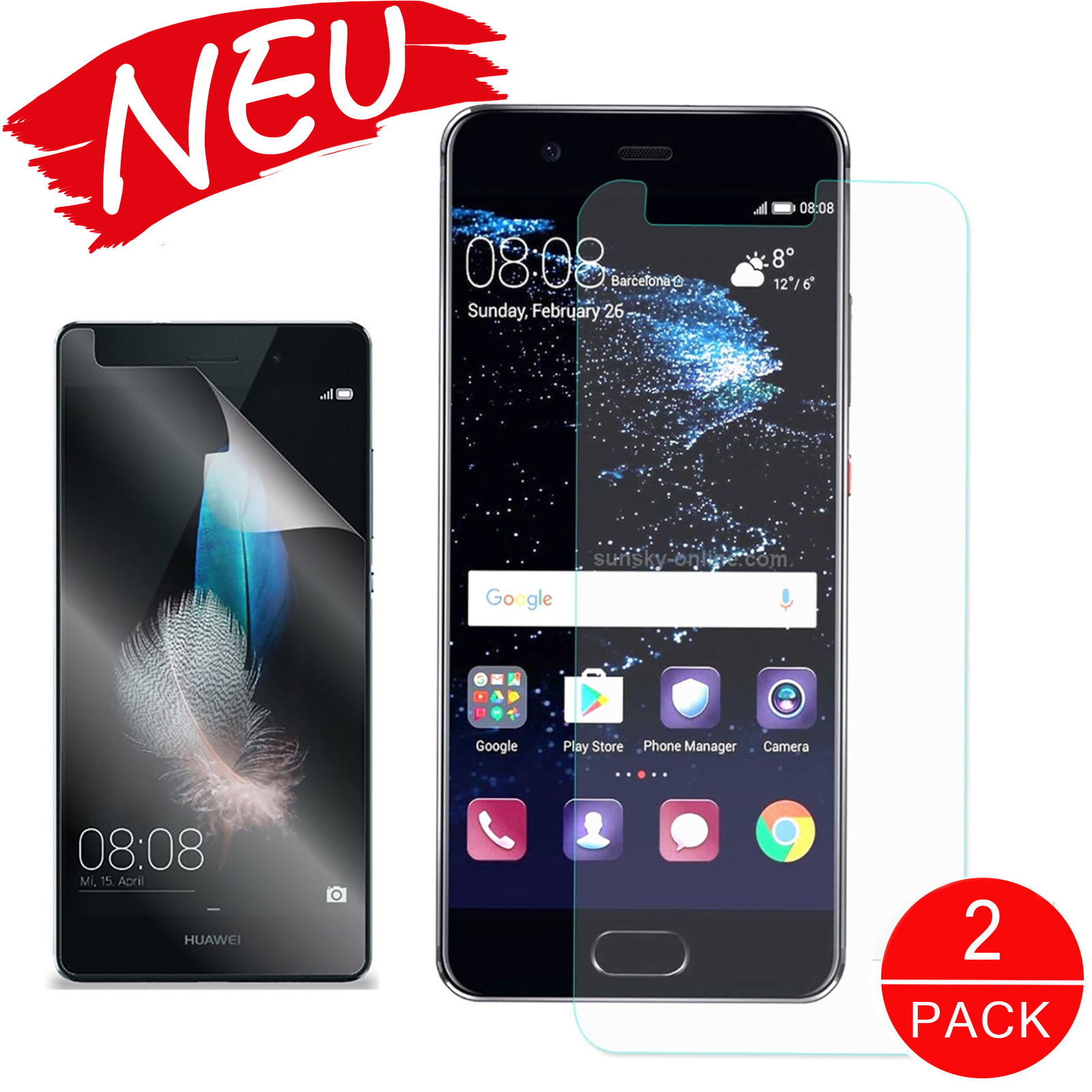 2x Displayschutzfolie Huawei P10 Lite