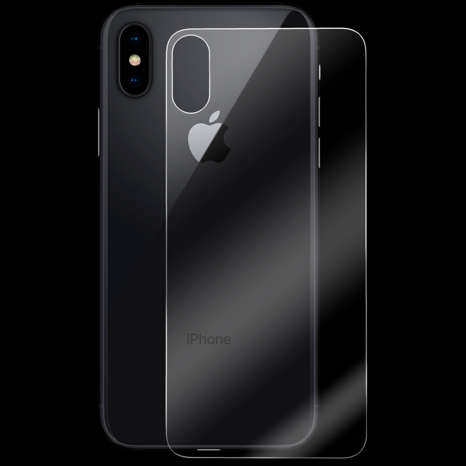 iPhone Xs Max Schutzglas Backcover Rückseite 9H Schutzfolie